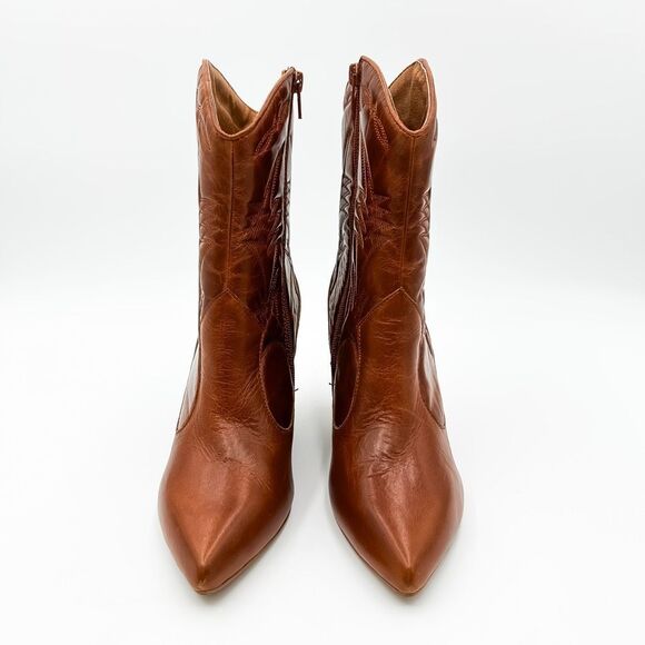 Jeffrey Campbell Leather Midpark Western Boots Ankle Pointed Toe Booties Size 7 - Picture 2 of 10